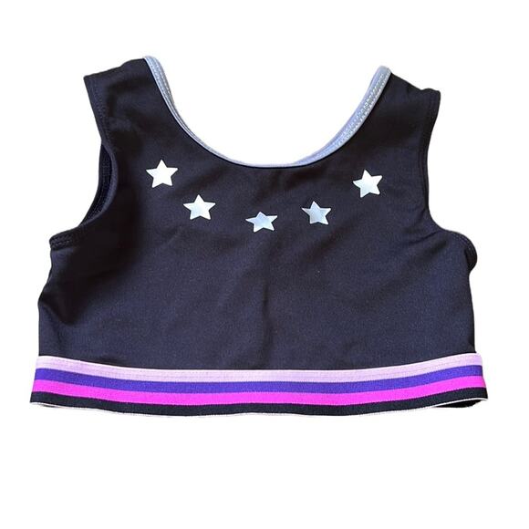5 for $20 More Than Magic Silver Stars Black Gymnastics/Dance Crop Top - Picture 1 of 7